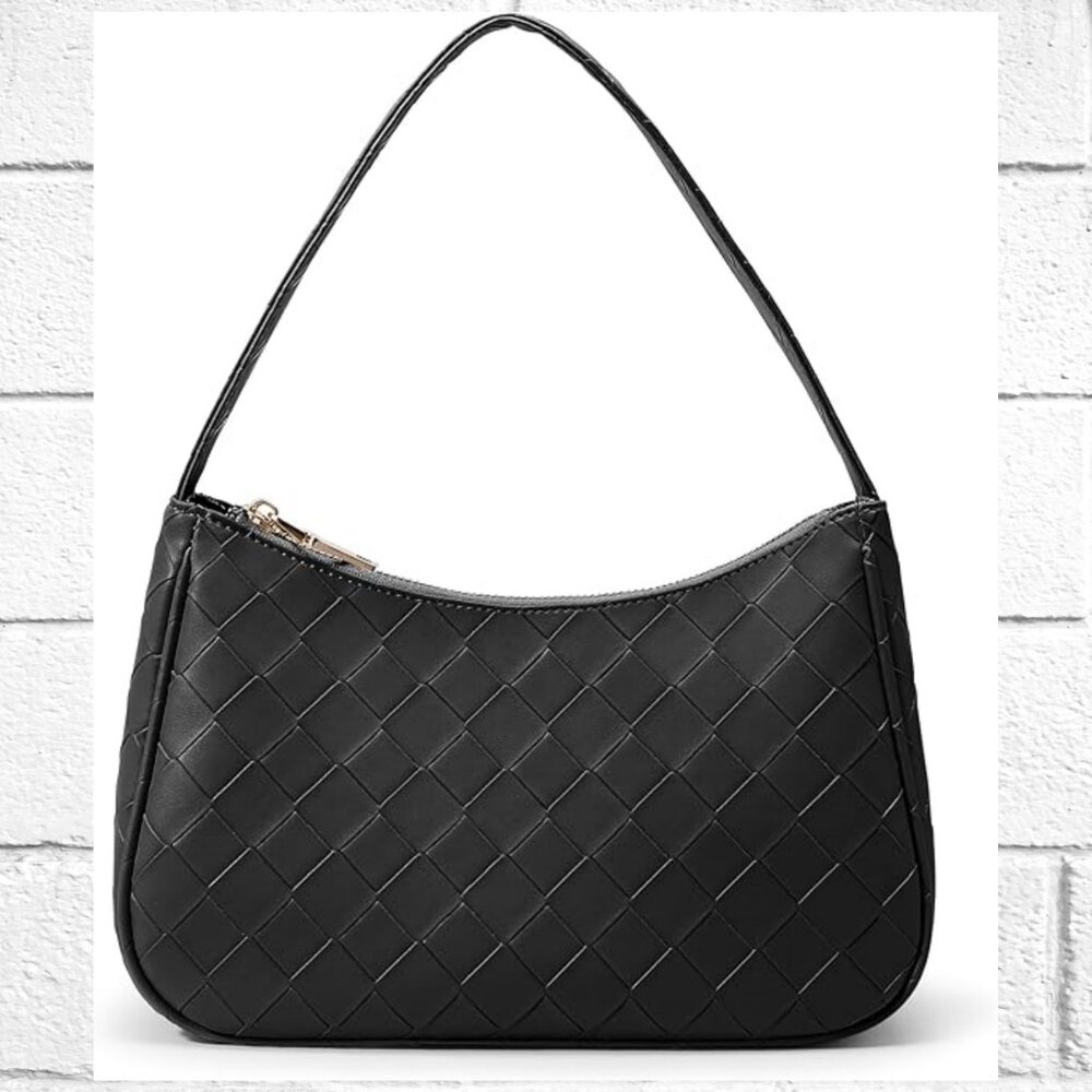 NWOT! Midsize Faux Leather Handbag Shoulder Bag with Basketweave Design